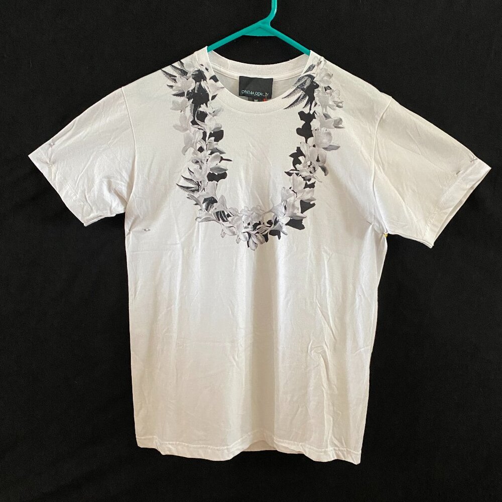 Cynthia Rowley White Floral Short Sleeve Tee